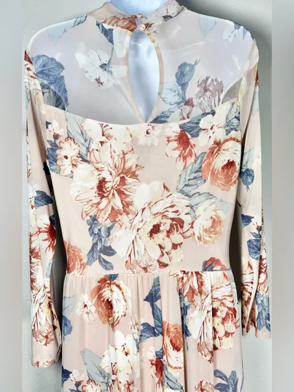 Kate and Lily Floral Mock-Neck Long Sleeve Maxi Dress Blush Pink Size 10 - Image 7