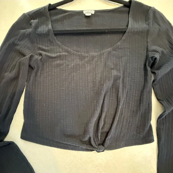 Garage Black Ribbed Crop Top - Image 3