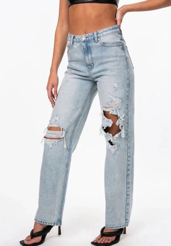 Edikted Straight Distressed Jeans - Image 3