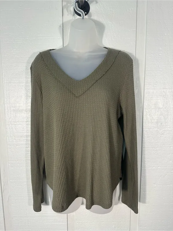 Altard State Green Waffle Top Size Large EUC - Image 4
