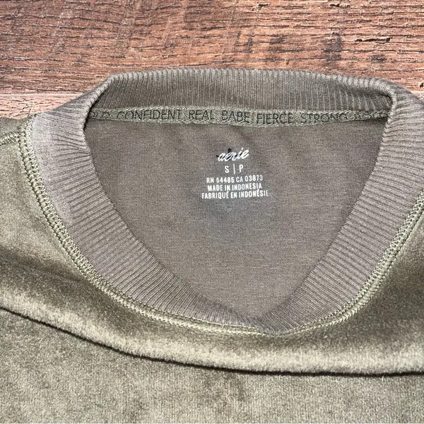 aerie Army Green Fleece Oversized Crewneck Sweatshirt - Image 7