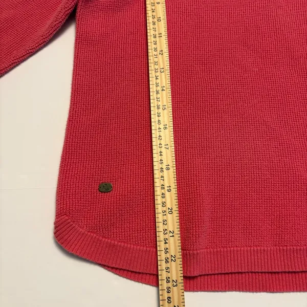 Lauren Ralph Lauren Funnel Neck Sweater Womens Large Pink Waffle Knit Drawstring - Image 6
