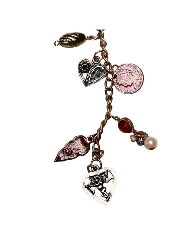 Copper Coin Bag Charm Keychain Handmade One of a Kind Crystal Accessory (#24) - Image 3
