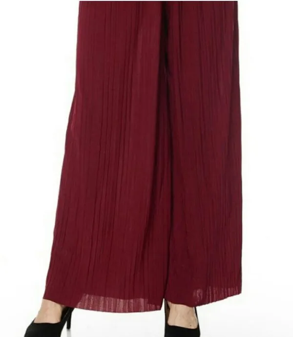 NWOT Solid Pleated Wide Leg Pants Red - Image 2