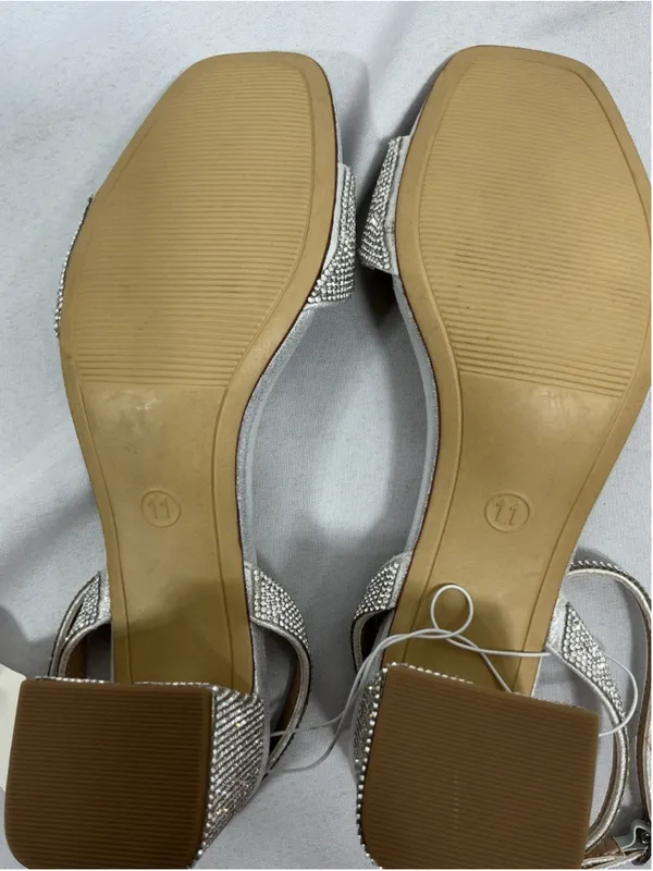 Womans NWT A New Day Shannon Strappy Dress Sandals Size 11 Silver Rhinestones - Image 6