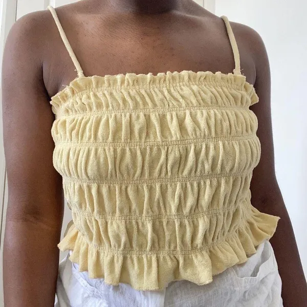 H&M Smocked Terry Top With Adjustable/Removal Strap Size XXL - Image 3