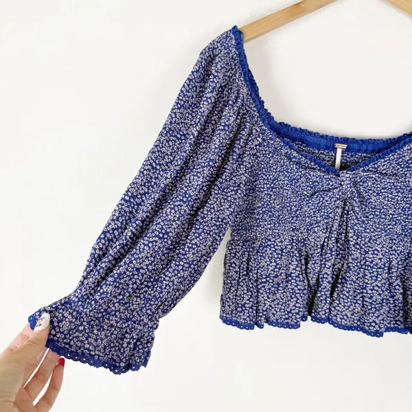 Free People Brittnee Printed Top Blue Floral - Image 6