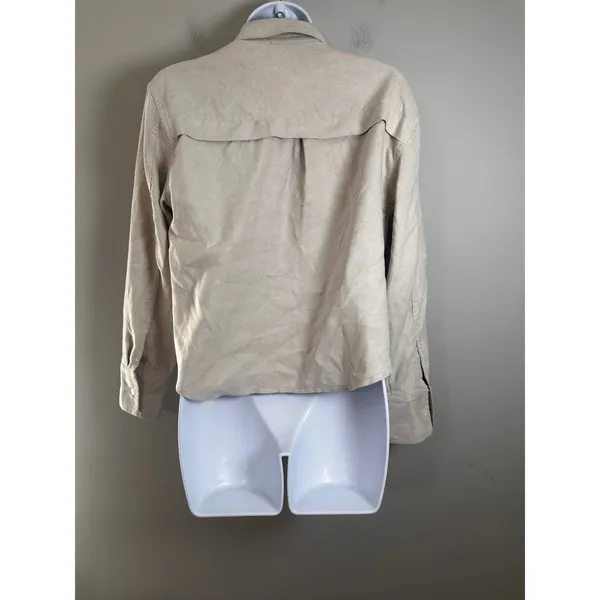 Banana Republic Vegan Suede Cropped‎ Shirt Oversized Utility Jacket Beige XS - Image 5
