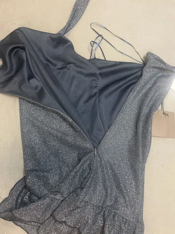 Le Lis Collection Navy Shimmer One Shoulder Ruffle Mini Dress Size S - Image 8