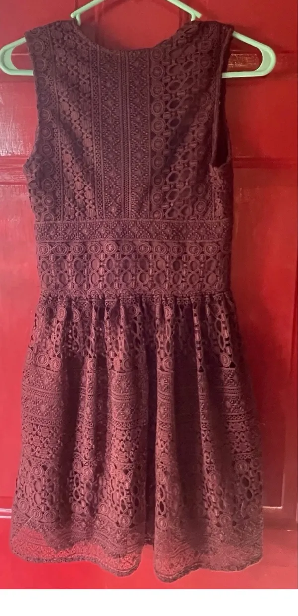 Abercrombie Burgundy Lace Dress Mini - Image 4