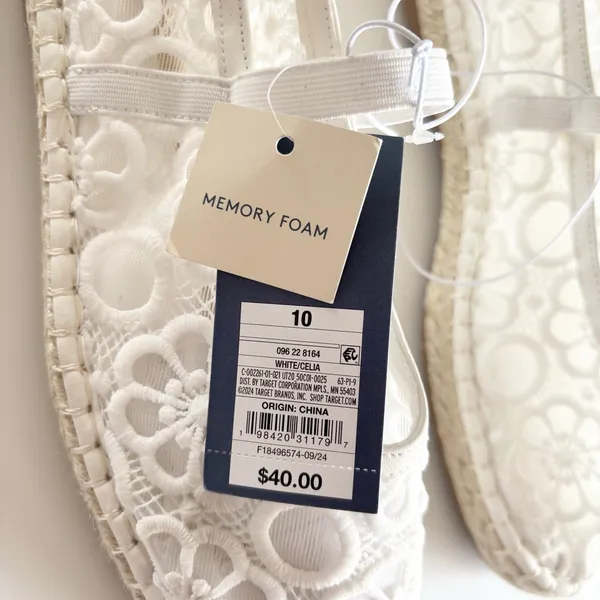 Universal Threads Celia White Floral Lace Mary Jane Espadrille Flats Women’s 10 - Image 3