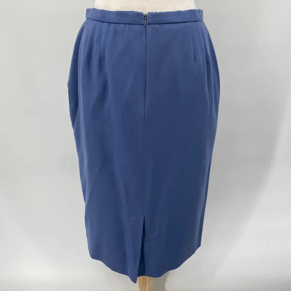 Vintage Pendleton Virgin Wool Skirt Suit Set Collarless Blazer Powder Blue 12 - Image 14