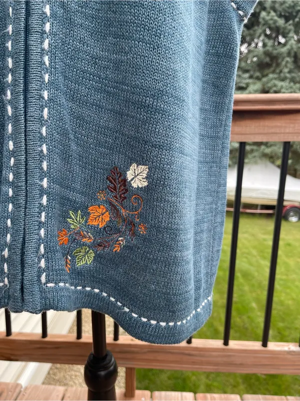 Vtg 90s Blair Womens Sweater Vest Fall Embroidered Full Zip Cottagecore Large - Image 3