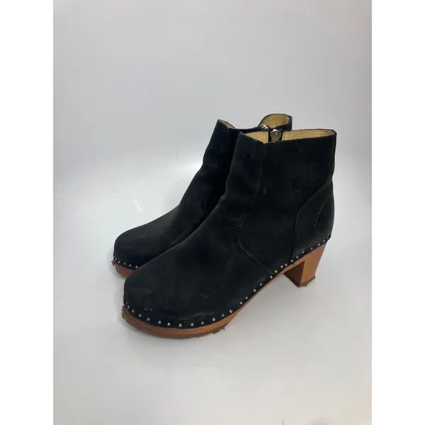 Troentorp black leather ankle Boots Women 38 Black Good Studded Clog casual - Image 4