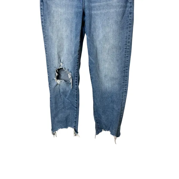 American Eagle Slim Straight‎ Jeans Distressed Ripped Raw Hem Size 12 - Image 3