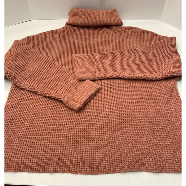 Women's Waffle Knit Turtleneck Sweater Size XL Terracotta - Image 4
