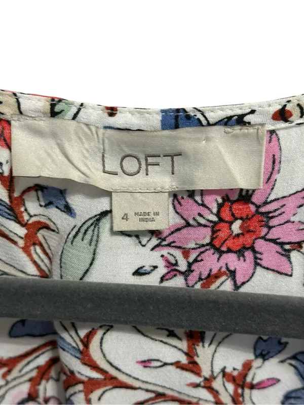 LOFT Floral Flutter Sleeve Midi Pocket Dress size 4 cute w/a Jean jacket - Image 6