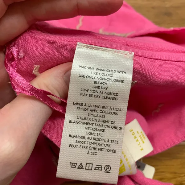 Maeve Anthropologie Embroidered Tie Front Bandeau Top Bright Pink Linen Blend XL - Image 6