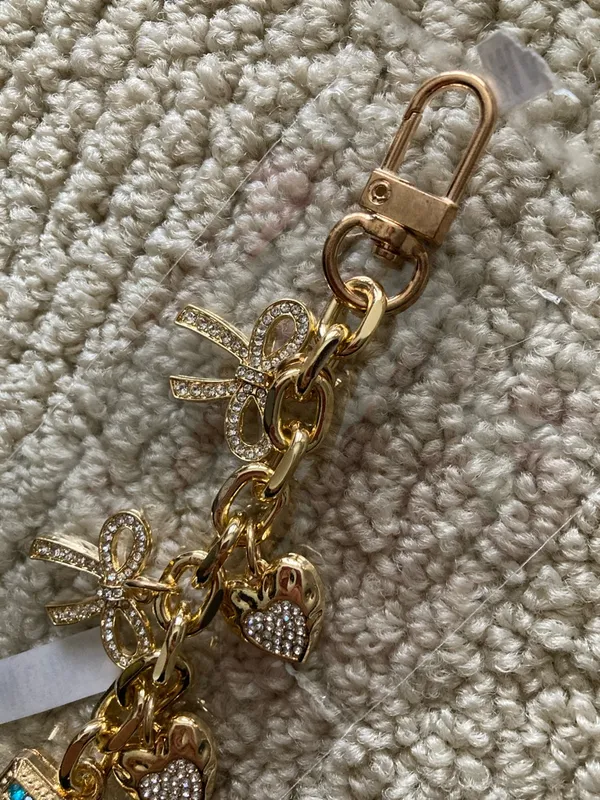 NEW Gold & Turquoise Parfum N°5 Bottle Charm Bag Charm Keychain NIB - Image 6