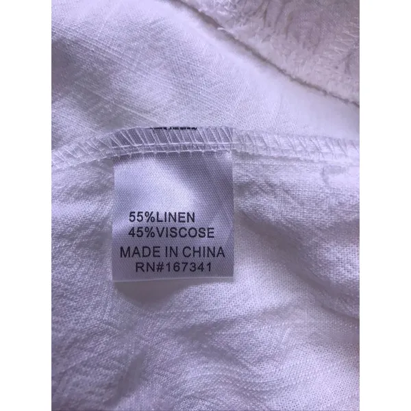 Hello Molly Midi Dress Women 4 White Linen Blend Tiered‎ Boho Sundress - Image 5