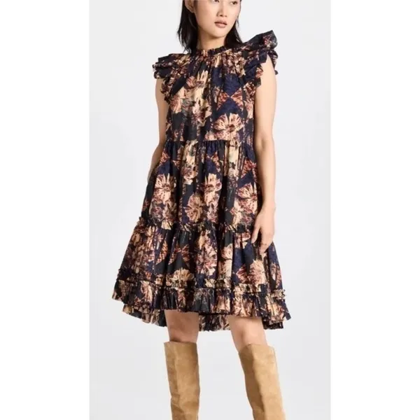 Ulla Johnson Joan Lupine Floral Ruffle Tiered Cotton Dress Size 2 - Image 5