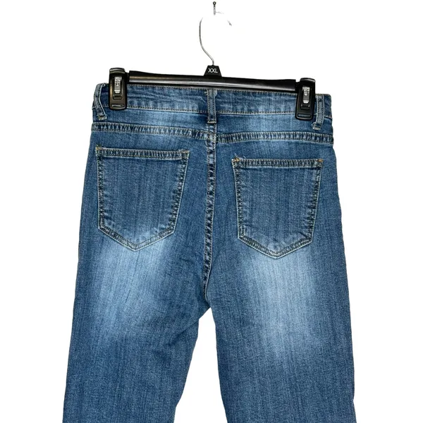 Unbranded Women's Jeans Distressed Frayed Hem Skinny Mid-Rise‎ Denim Blue Small - Image 7