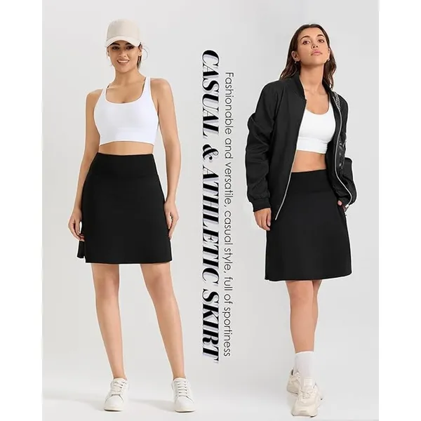 NWT ~ Women's Black 19" Knee Length Skort Pocket Golf Tennis Skirt ~ SMALL - Image 6