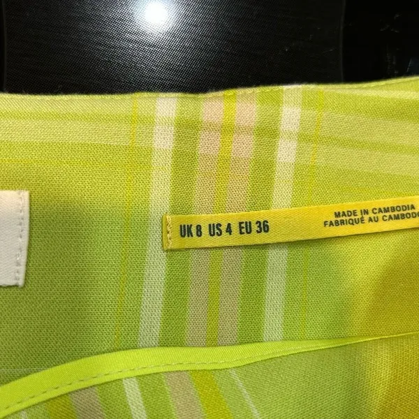 Maeve Anthropologie Skirty Godet Skort chartreuse‎ green plaid size 4 NEW - Image 6