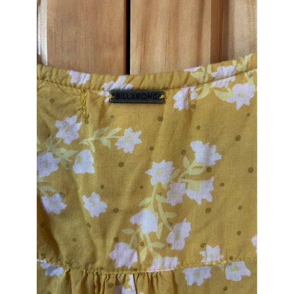 Billabong Twirl Twist Women's XS Mustard Yellow‎ Floral Button Down Mini Dress - Image 6