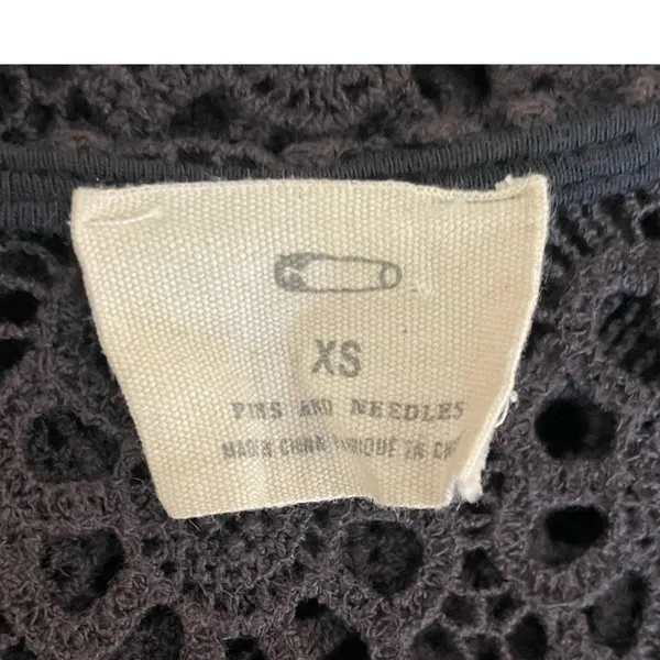 Pins‎ And Needles Womens Crochet Romantic Lace Shell Top XS Brown Indie Festival - Image 6