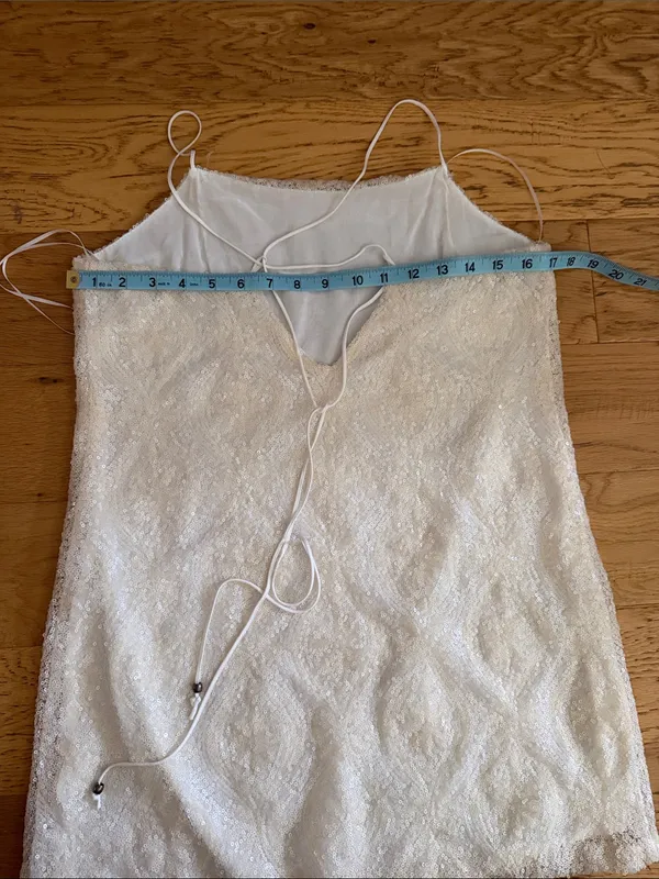 NWOT - S -Free People ivory Sequined mesh Overlay Spaghetti Strap mini dress - Image 6