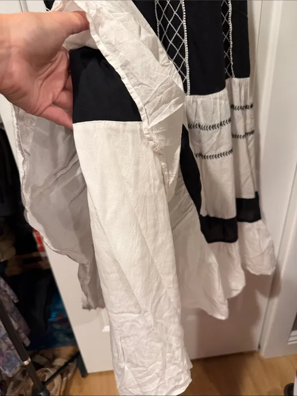Anthropologie Black‎ & White Midi Tie-Shoulder Dress large - Image 9