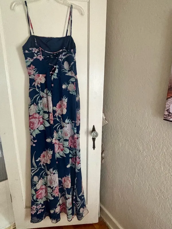 Lulu's Navy Floral Spaghetti-Strap Maxi Dress - Image 5