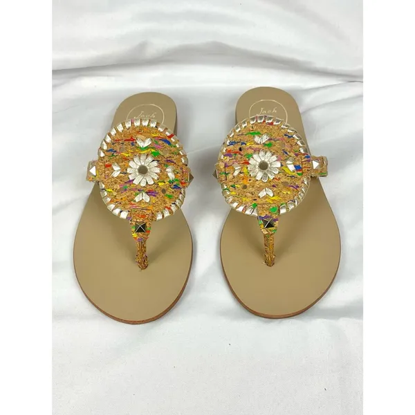 Jack Rogers Georgica Sandals Cork Multicolor Rainbow Accents Sz 7 - Image 8