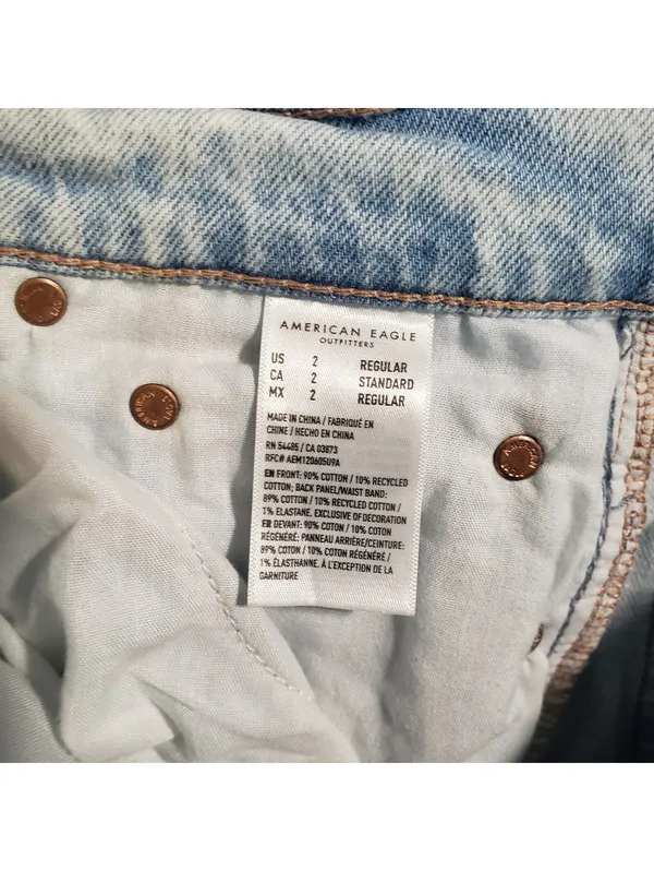 American Eagle Highest Rise Baggy Straight Light Wash Blue Denim Jeans 2 - Image 5