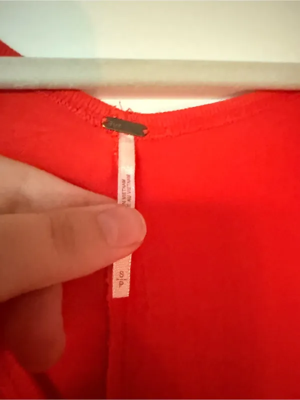 Free People Vibrant Red Long-Sleeve V-Neck Top - Image 2