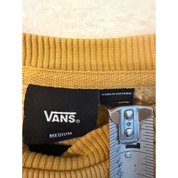 Vans Off The Wall Sweatshirt Womens Medium Mustard Yellow Embroidered Pullover - Image 3