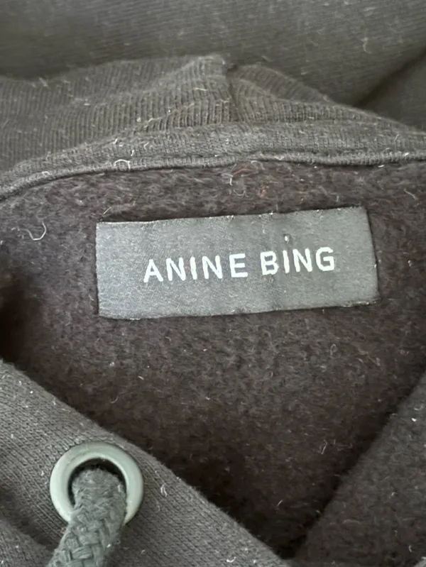 Anine Bing Ardon Monogram Hoodie in Black - Image 4