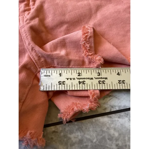 Judy Blue Coral Pink Garment Dyed Denim Frayed Hem Shorts JB150217 Medium - Image 8