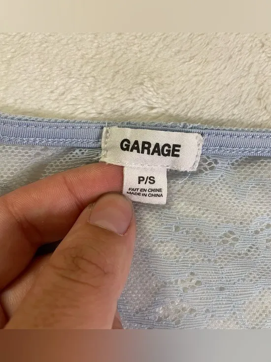 Garage Baby Blue Sheer Lace Crop Top size S - Image 2