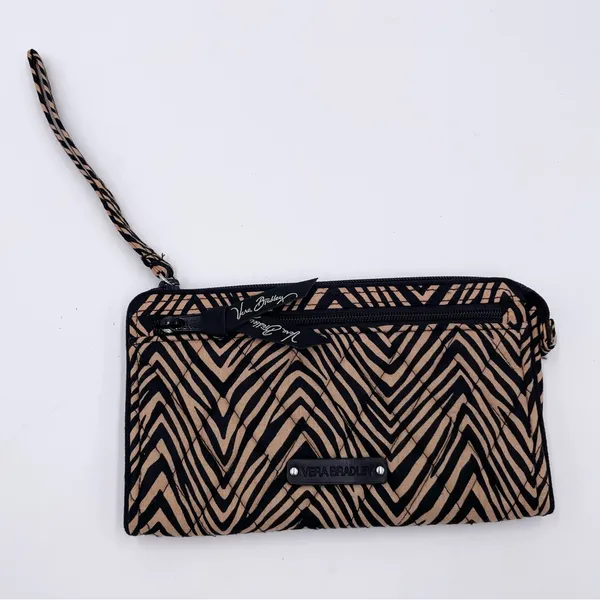 Vera Bradley Front Zip Slim Clutch Wristlet Wallet Zebra Print Quilted Cotton - Image 2