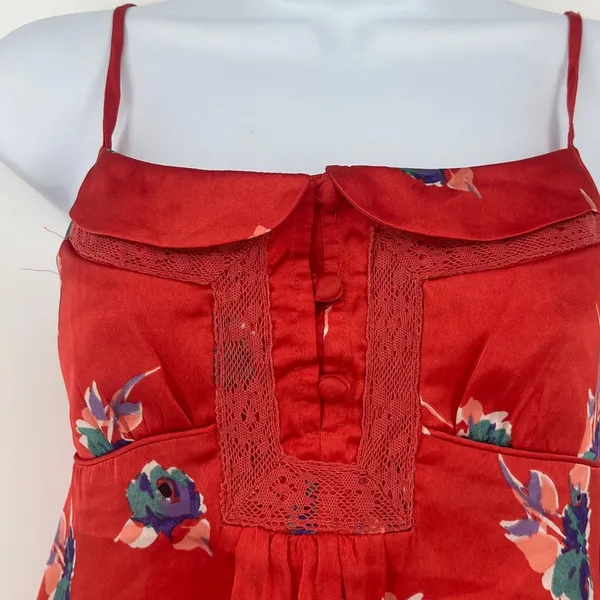 American Eagle Y2K Babydoll Top Sz XS Coquette Satin Festival Smocked Cottage - Image 4