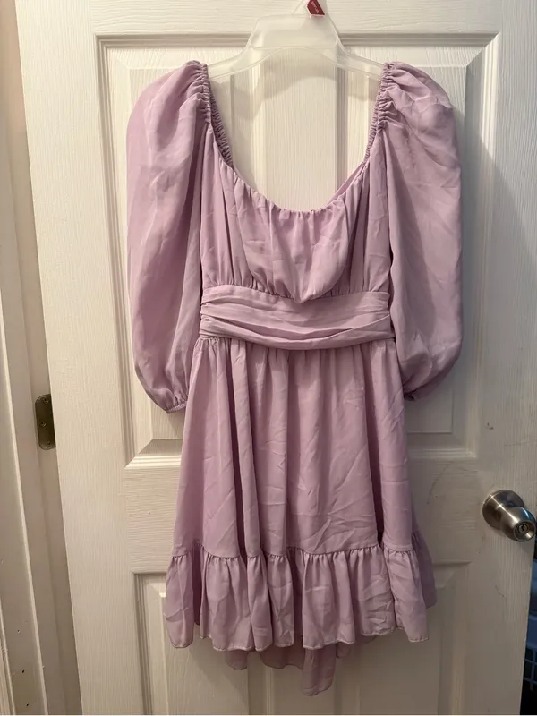 Lucy in the Sky Lilac Puff-Sleeve Mini Dress - Image 2