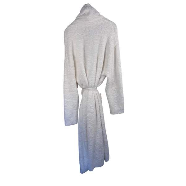 Barefoot Dreams CozyChic Robe Women Size 2 L XL White Plush Belted Loungewear - Image 3
