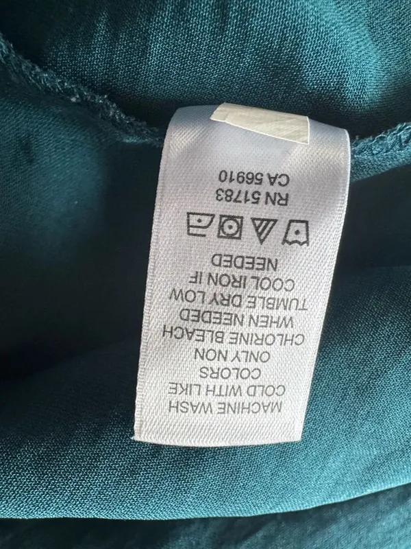 Teal V-Neck Long Sleeve Women's Blouse Sz M - Image 6