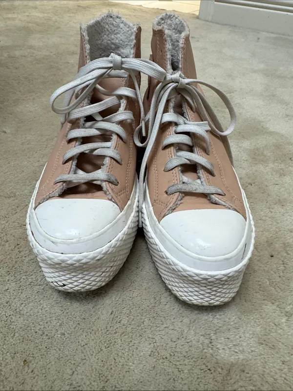 Converse Women's Blush Pink High-Top Platform Sneakers - Image 2