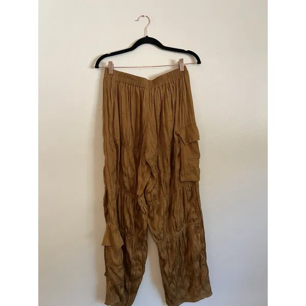 Free People‎ “So Slick” Cargo Pants Size S Brown Slouchy Pocket Pants - Image 7