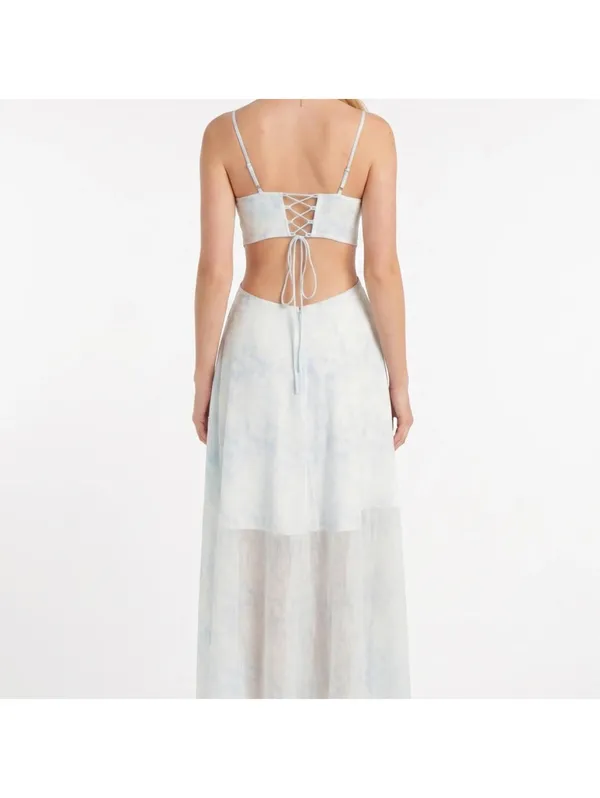 Blue Cutout Maxi Dress XS Ruffle Dress - Image 2