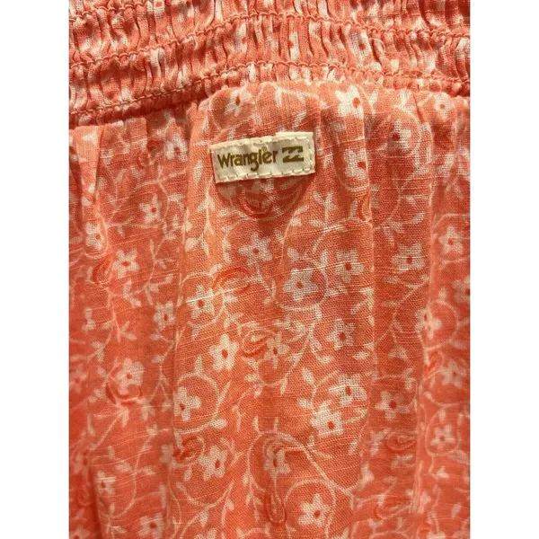 Billabong x Wrangler Womens Large Coral Floral Smocked Long Sleeve Blouse Ruffle - Image 7