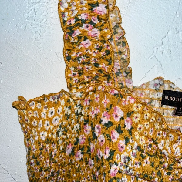 Almost Famous Yellow Floral Smocked Tank Top - Image 3